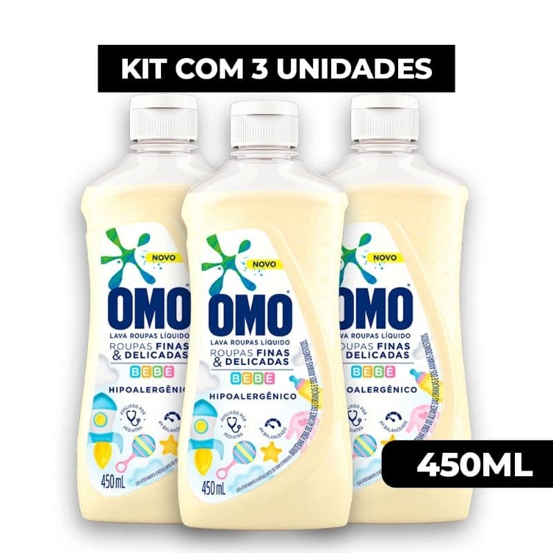 Lava Roupas Líquido OMO Roupas Finas e delicadas  Bebê 450ml Hipoalergênico