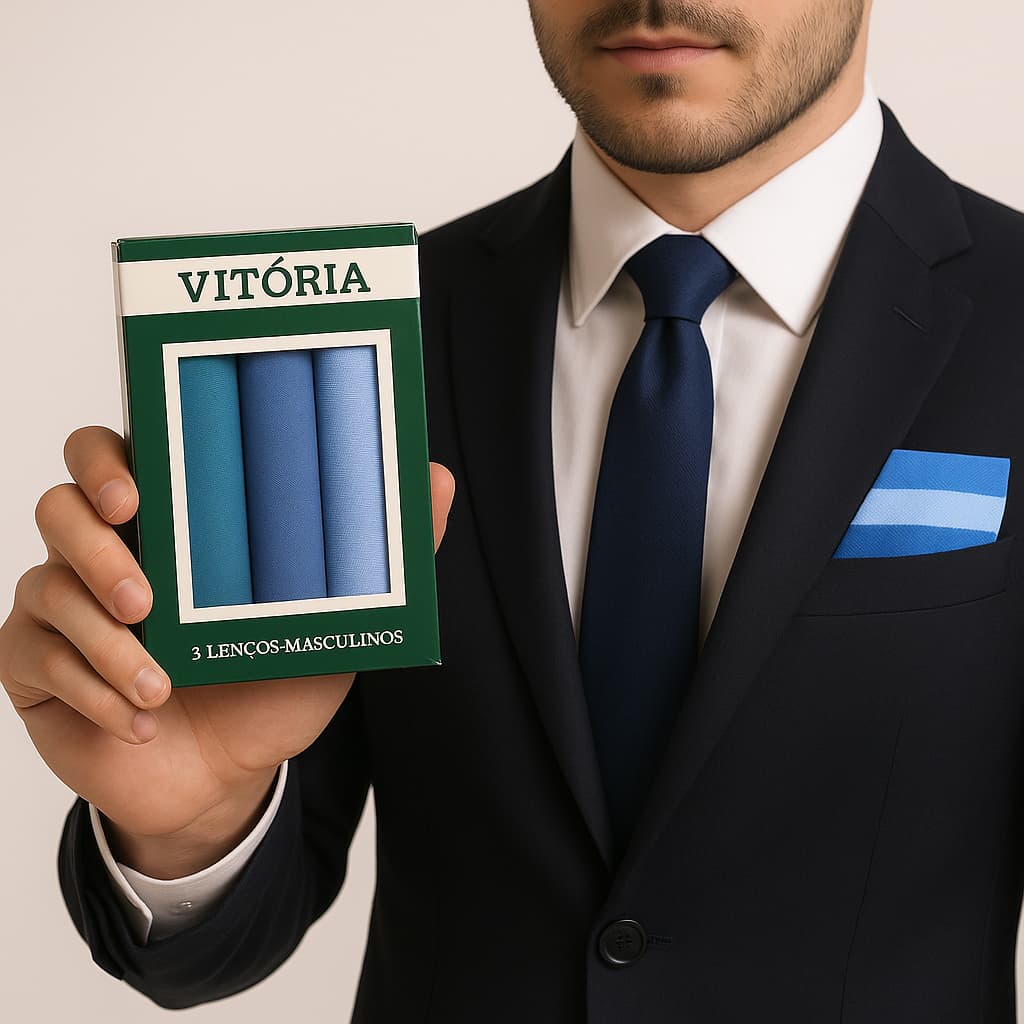 Clássico Lenços de Bolso * Branco e Cores Variadas com Caixa Presidente Vitoria Presente