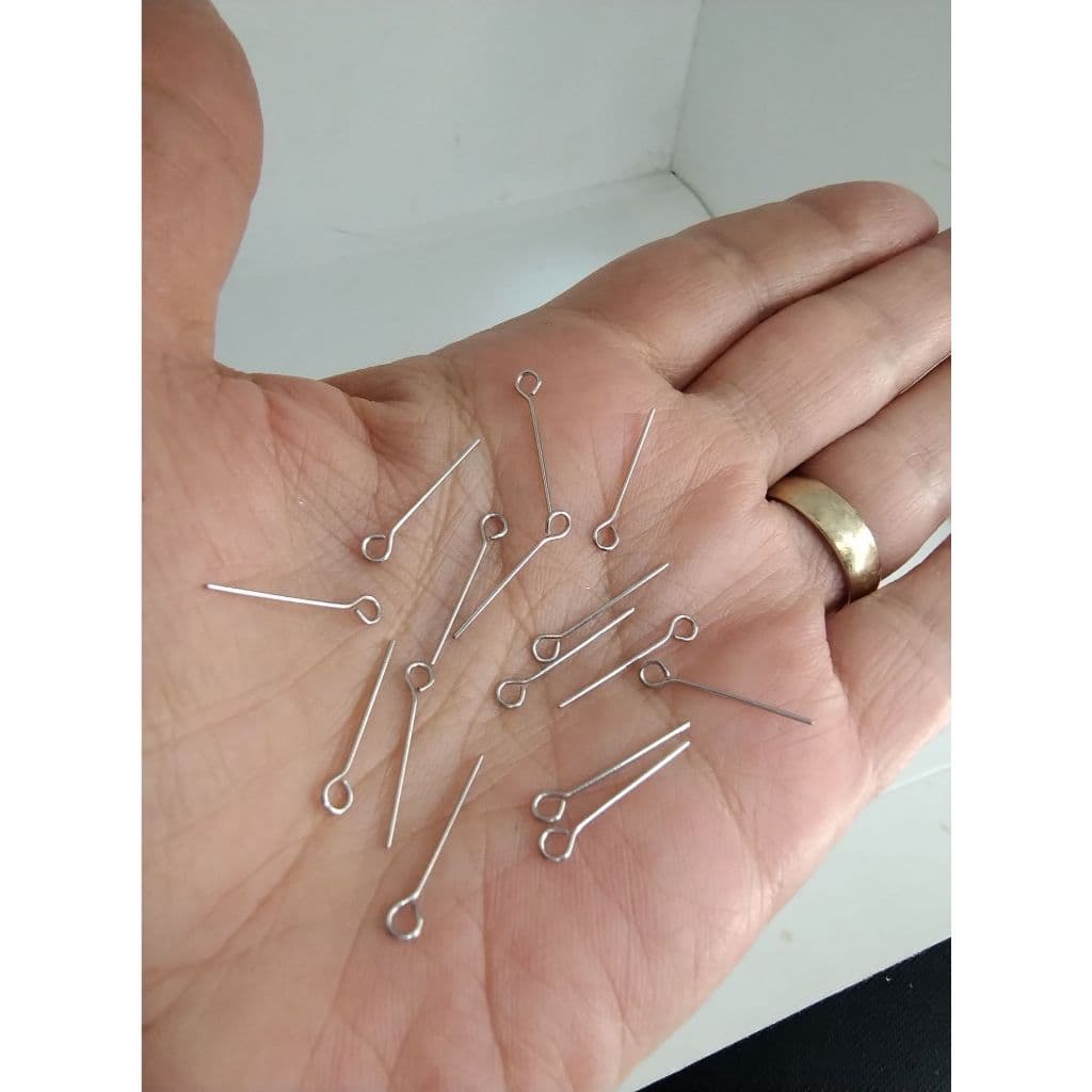 100 Alfinetes Contra Pino em Aço Inox 18mm Montagem de Bijuterias e Artesanatos