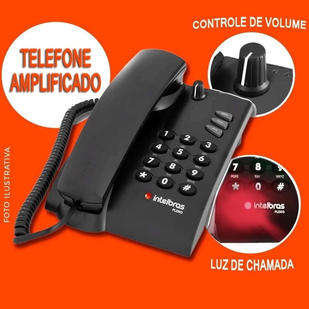 Telefone Alto Volume De Voz Surdez Idoso Preto