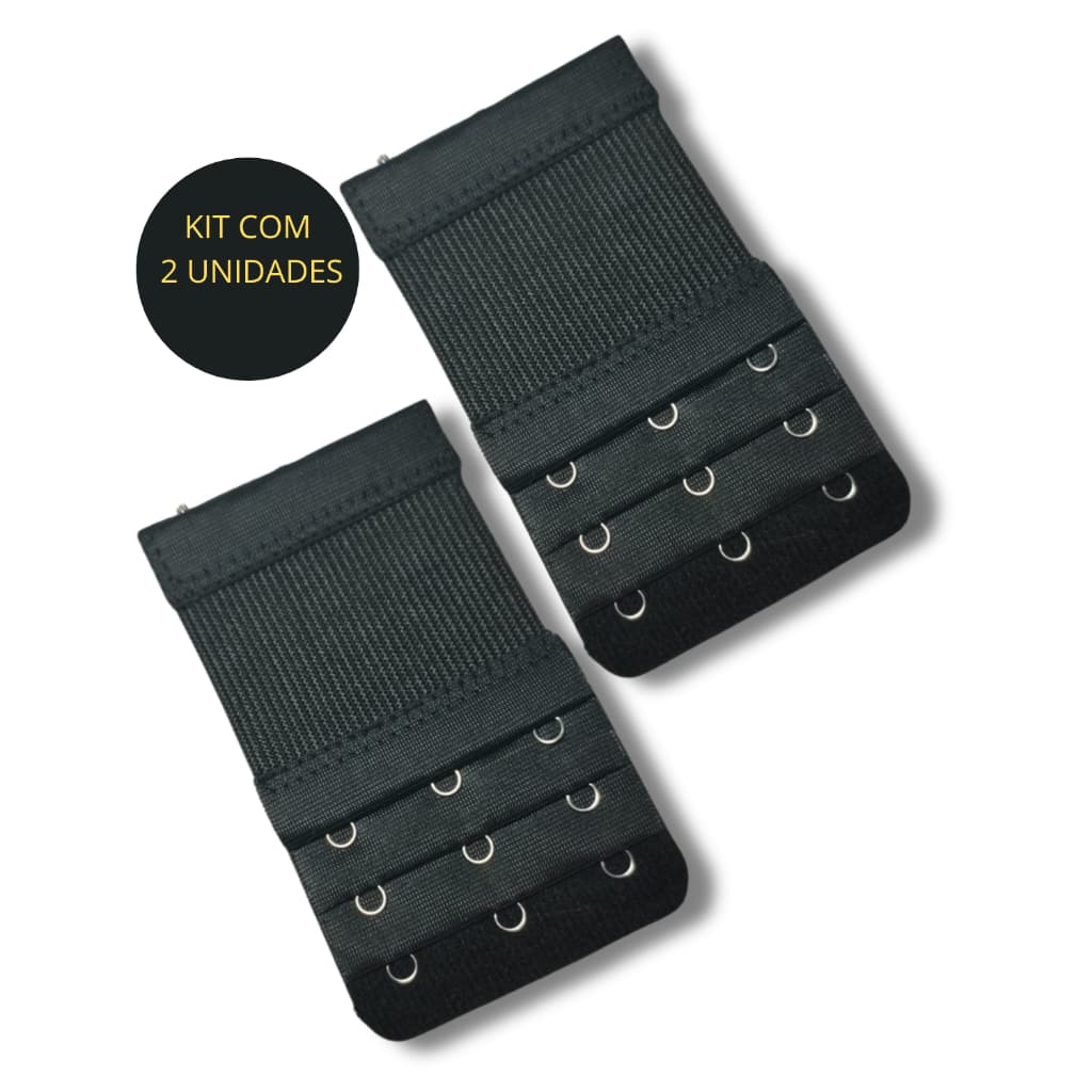 Kit 2 Extensor de Sutiã 3 Ganchos Tres Níveis Regulável Ajustável com Elástico Conforto Plus Size Aumenta Alcance