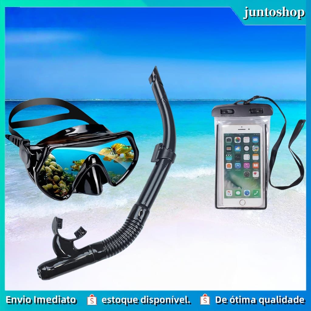 juntoshop>>>Kit Máscaras De Mergulho Profissional Adulto Anti-Embaçamento Para Natação Mergulho