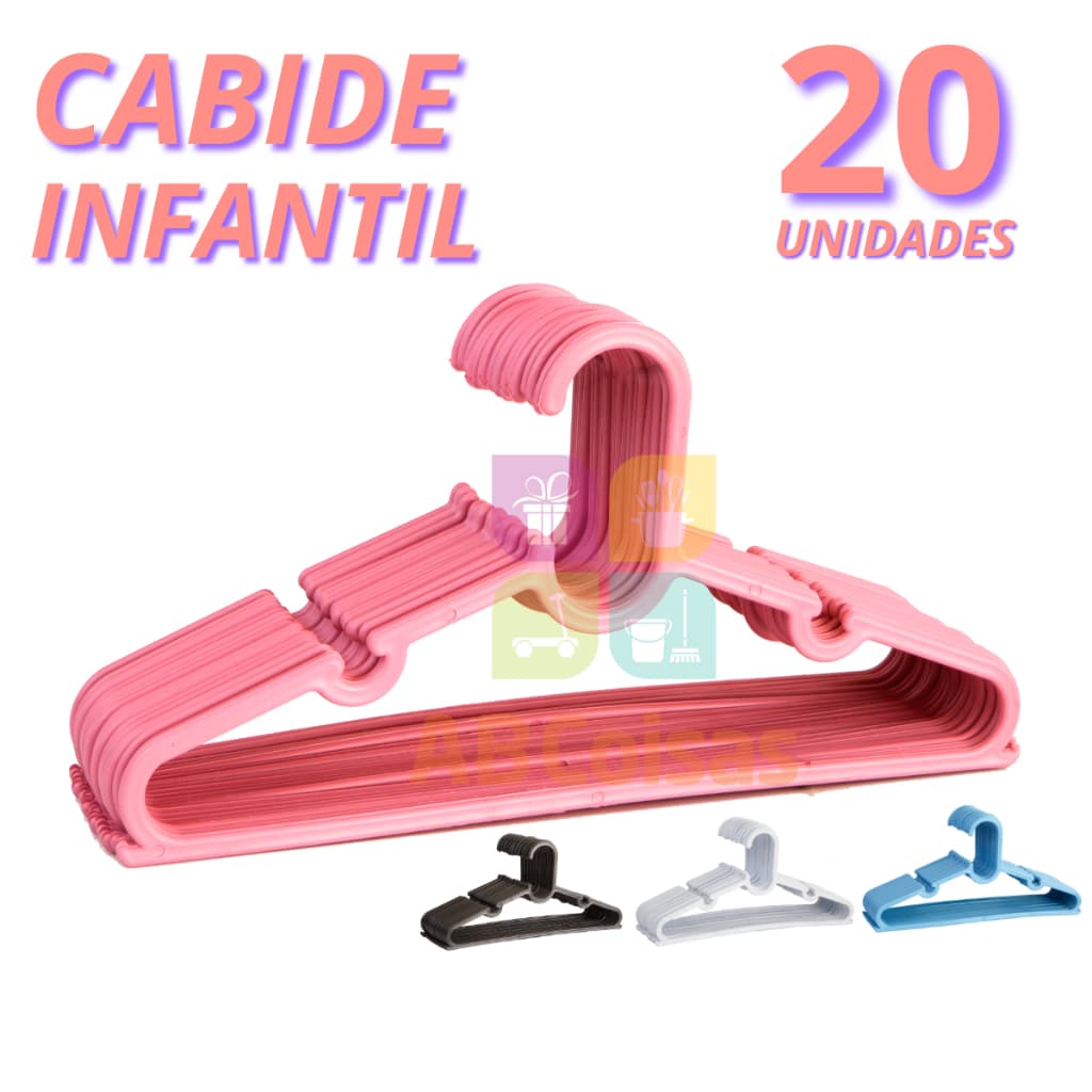 Kit 20 Cabide Infantil Bebe 4 cores Baby Plástico Reforçado