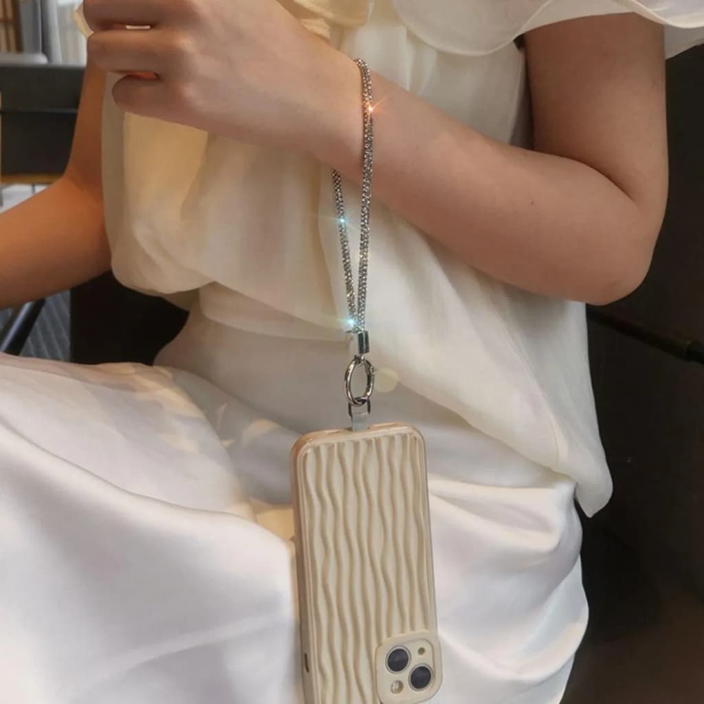 Cordão Brilhante de Strass Universal para Celular Alça de Pulso AntiPerda, Segurança e Estilo