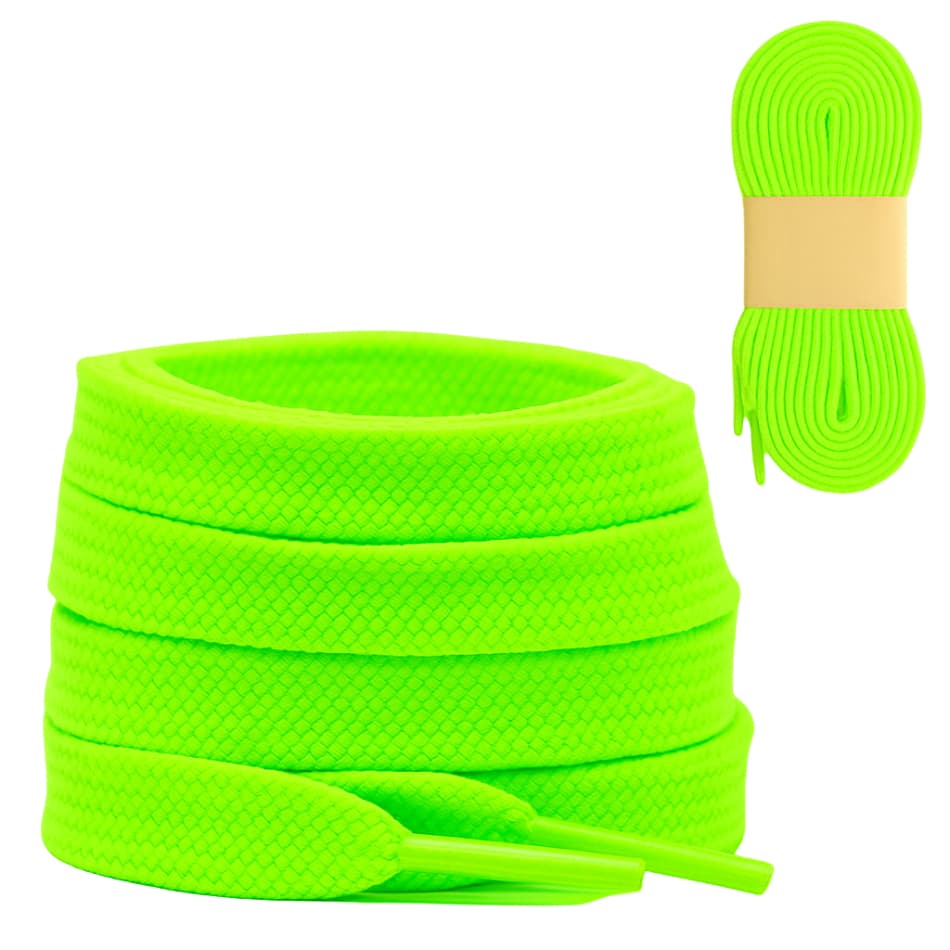 Par de Cadarço Achatado C5 Verde Limão 120cm Para Tênis Bota sapato Sapatilhas Neon Claro Qualidade