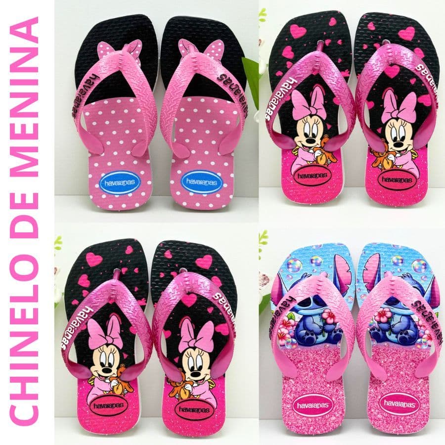 Chinelo Infantil de Menina do 25 26 27 28 29 30 31 32 Personagens Fofos Stitch Gatinha Super Leve Confortável Verão Kids