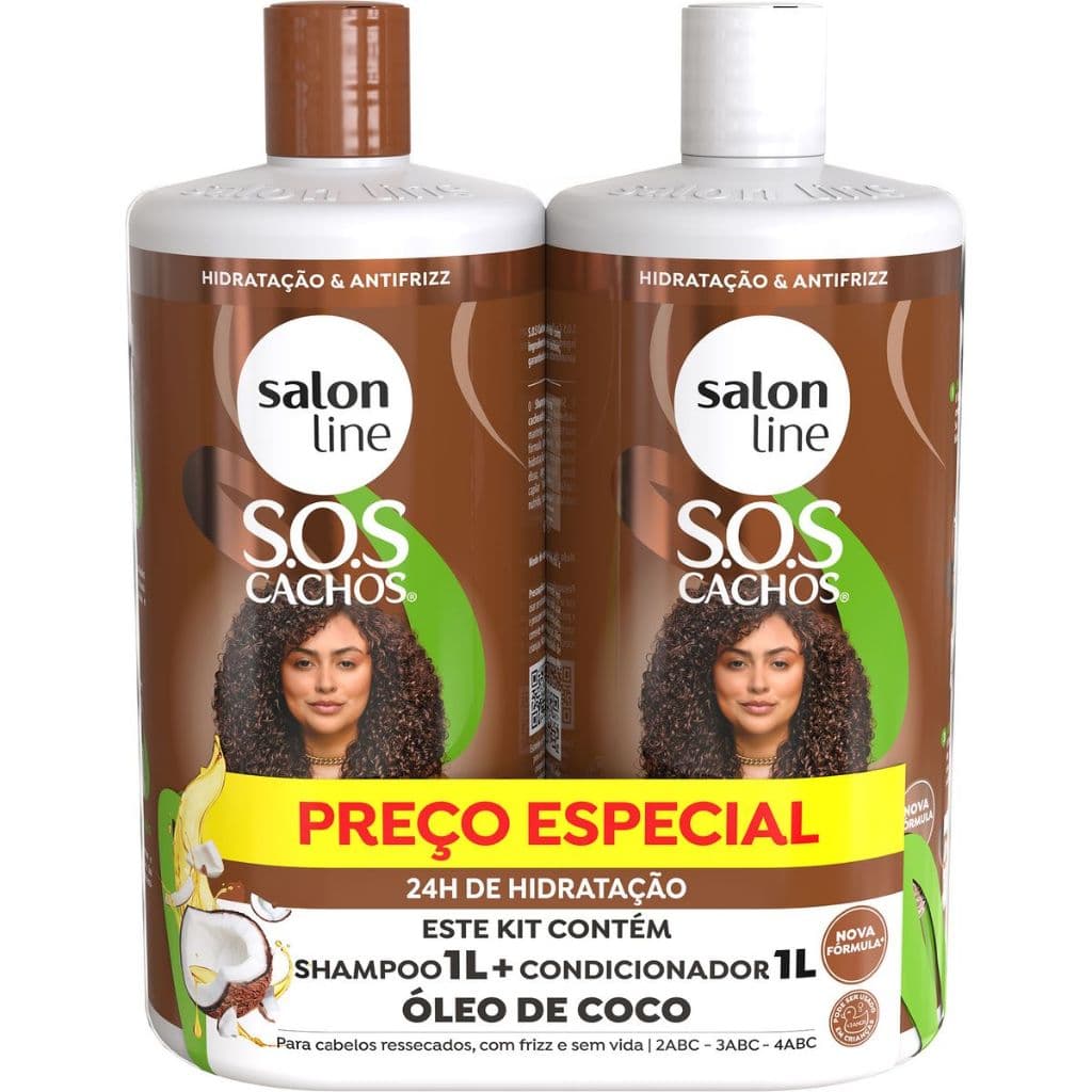 Kit Shampoo + Cond SOS Cachos Coco Salon Line 1 Litro
