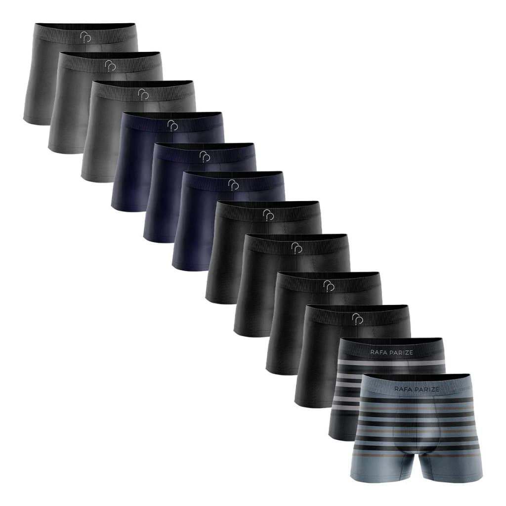 Kit 12 Cuecas Boxer Microfibra Rafa Parize Sem Costura Masculina Promoção