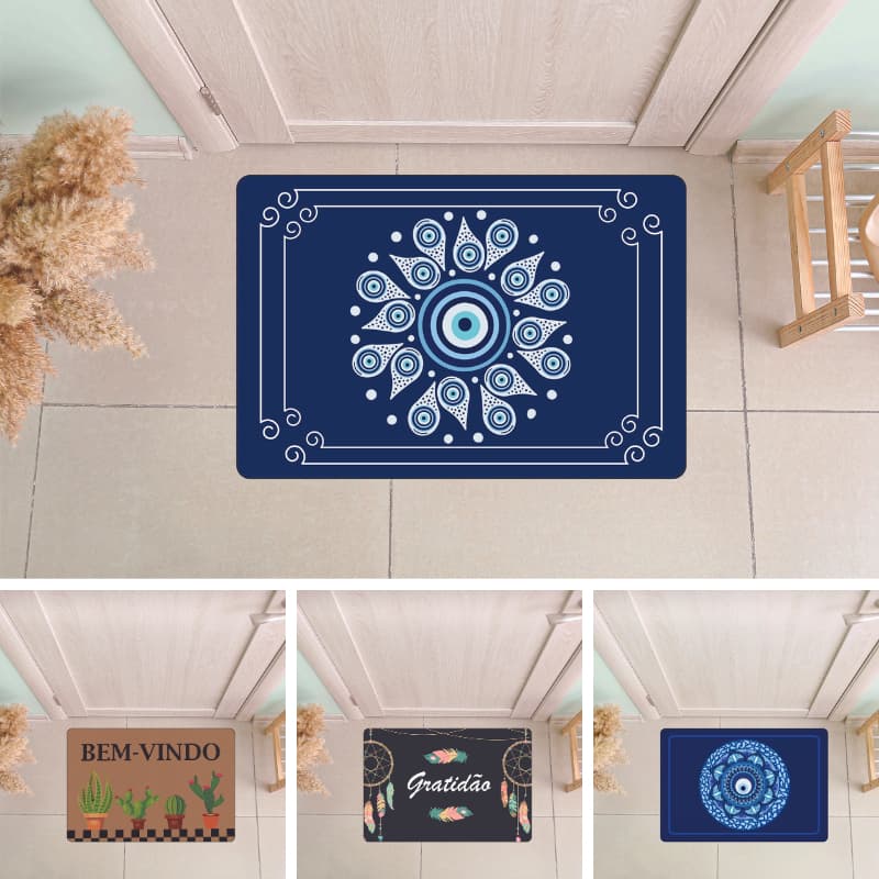 Tapete Bem Vindo de Porta Capacho Entrada Emborrachado Antiderrapante 40x60 Várias Estampas