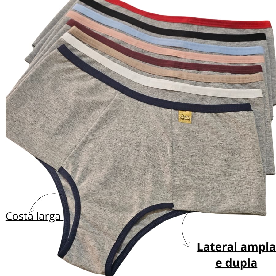 Kit 3 Calçola de Algodão Plus Size Lateral Dupla Conforto Calcinha Cotton Lingerie Confortável