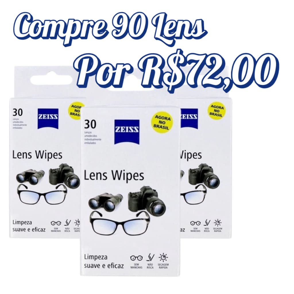 Kit Lens Wipes - 90 Unidades de Lenço Zeiss Preço Especial