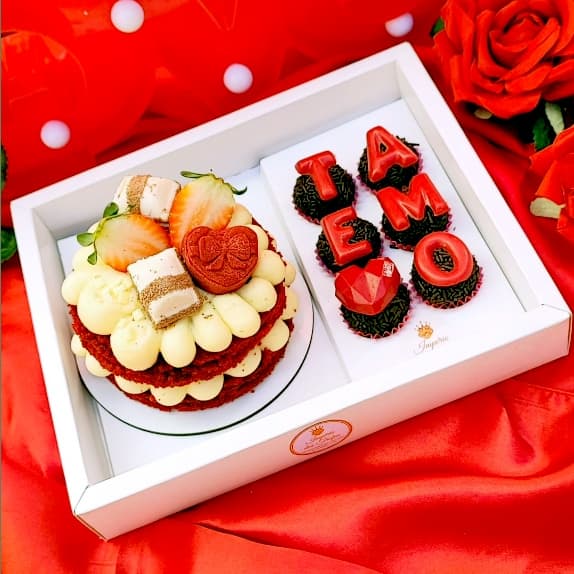 Caixas Mini Bolo + 6 Doces - 18x22,5cm (Base) x10cm (Altura) - Bentô Cake - Doce KIT 5~20