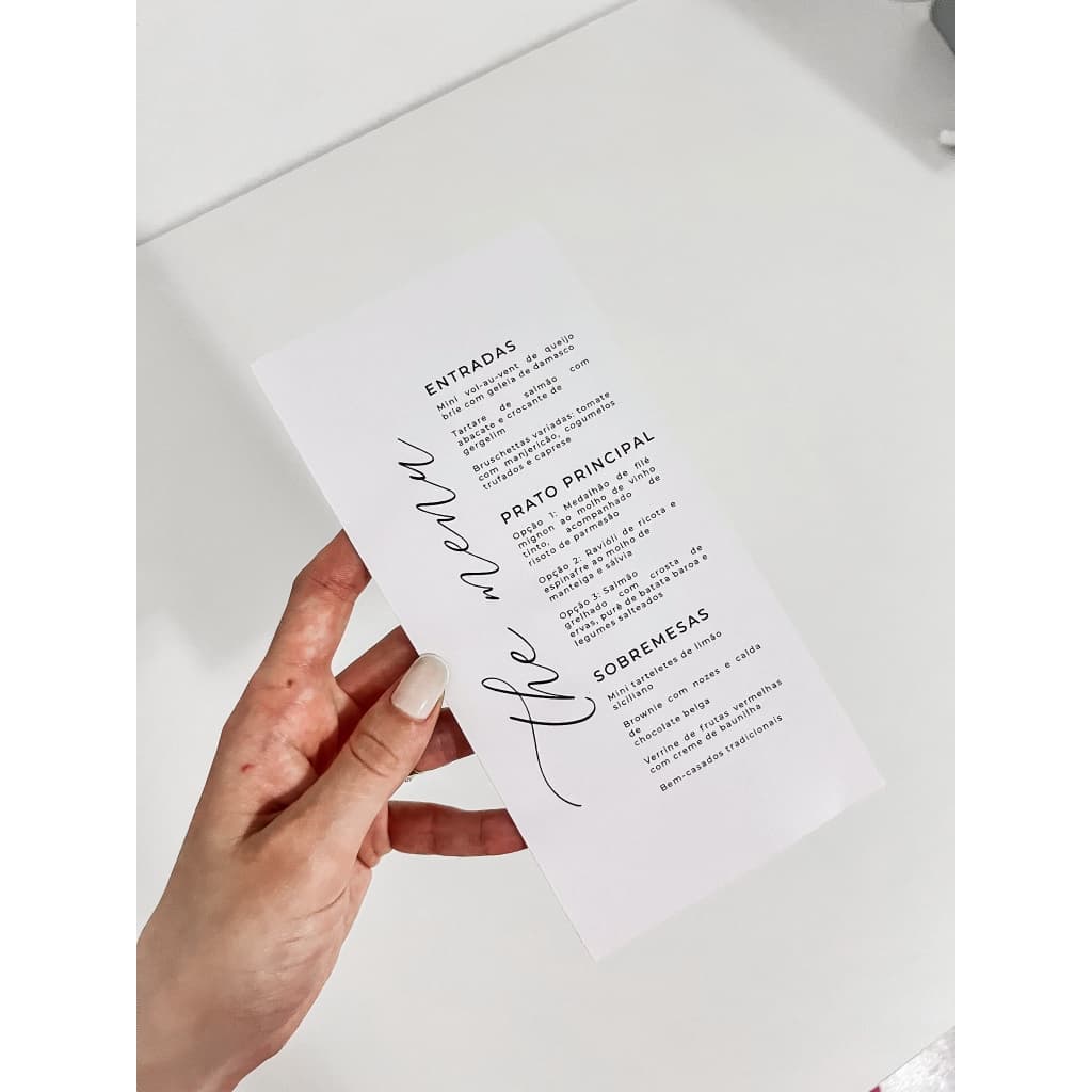 Menu/Cardápio Casamento, Formatura, Chás, Aniversário | Arte Personalizável