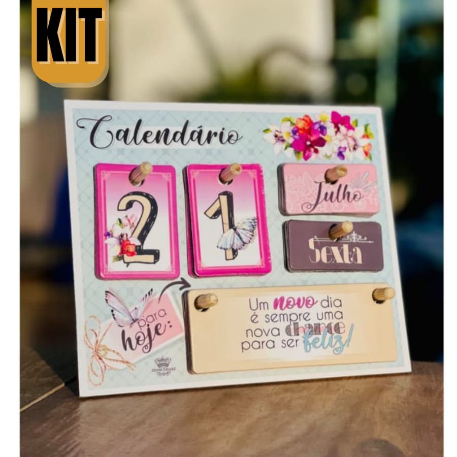 KIT 2 Calendário Permanente de mesa Decorativo Frases Motivacionais