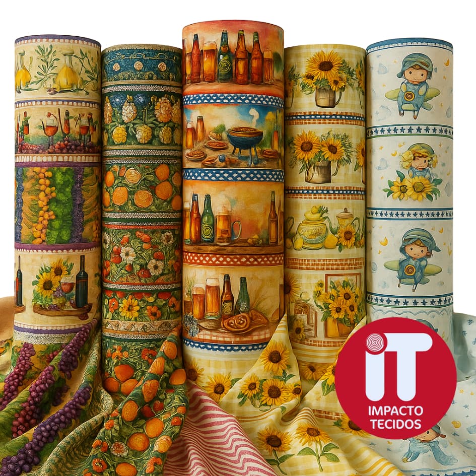 Tecido Tricoline Barrado Digital - 5 Faixas - Varias Opções - 100% algodão