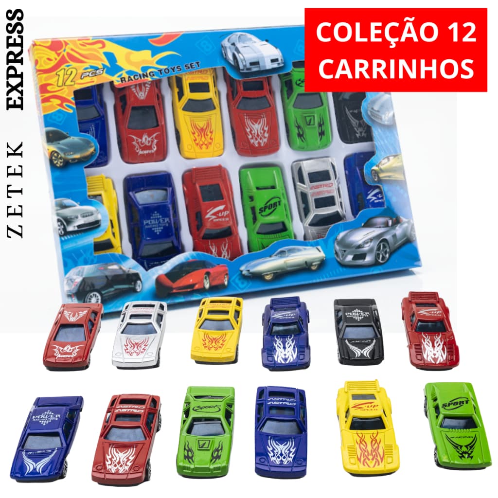 Kit Carrinhos Coleção 12 Peças Brinquedo Crianças Brincar Presente