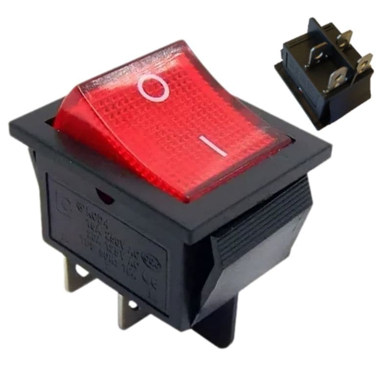 Interruptor Chave gangorra modelo KCD4, Com Led Função ON/OFF, 4 terminais