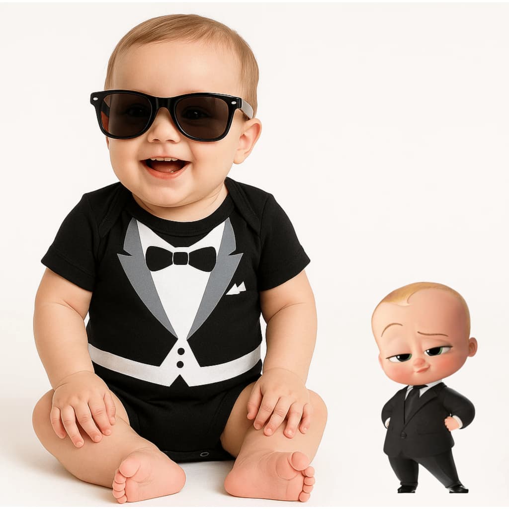 Body Bebê Infantil Mêsversário Temático Poderoso Chefinho Super Confortável Linha Premium