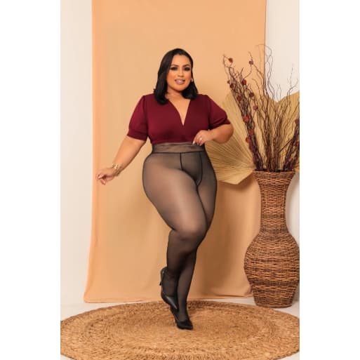 Meia-Calça Plus Size Reforçada Alta Compressão Peluciada
