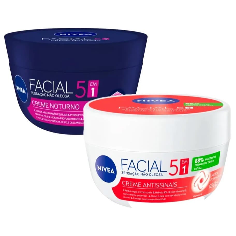 KIT NIVEA Creme Facial Antissinais 100g + Creme Facial Noturno 100g