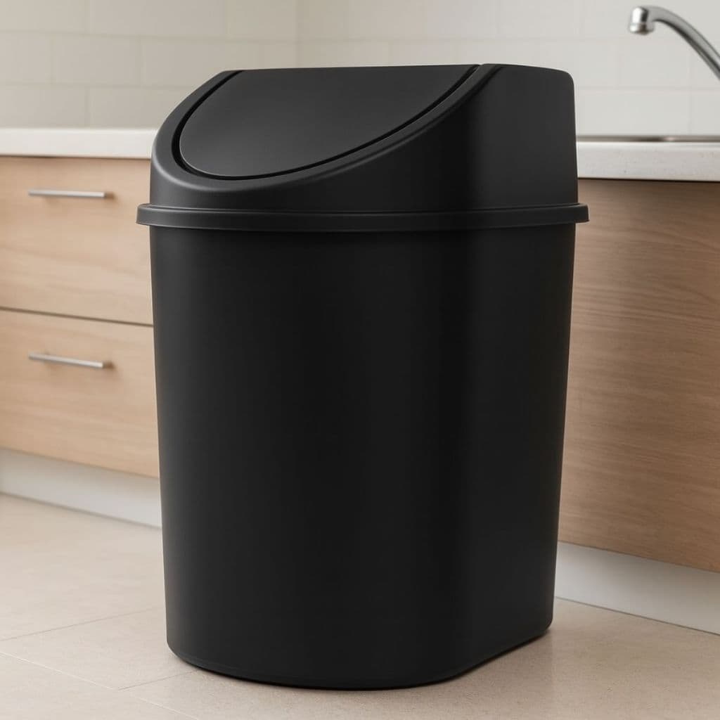 Lixeira Basculante 12 litros Preta/Branca Multiuso Com Tampa Escritorio Cozinha Banheiro