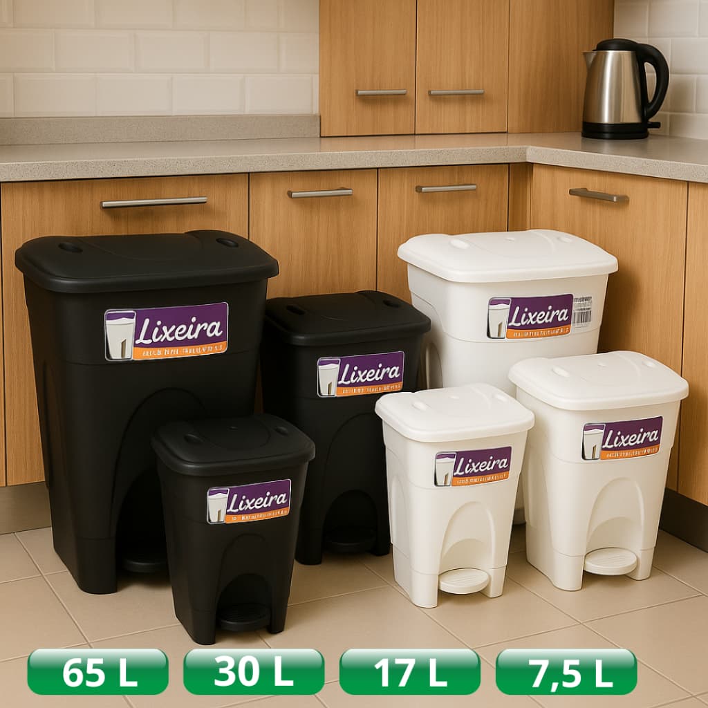 LIXEIRA PEDAL 7, 17, 30 OU 65 LITROS PLÁSTICA CLINICA HOSPITAL CASA COZINHA CONDOMINIO PIA BANHEIRO