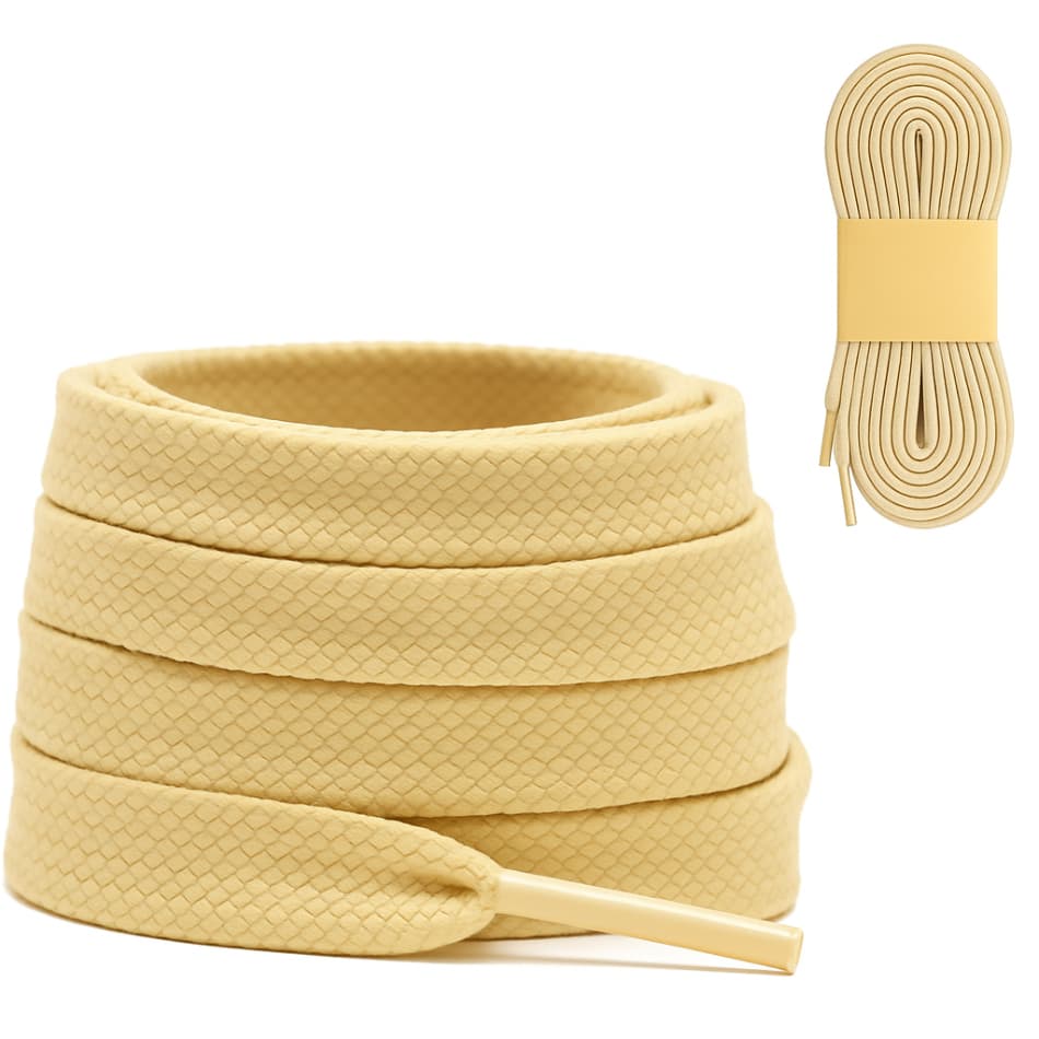 Par de Cadarço Achatado C15 Creme Bege  120cm Palha para Tênis Bota Sapato Sapatilha Calçado Gold