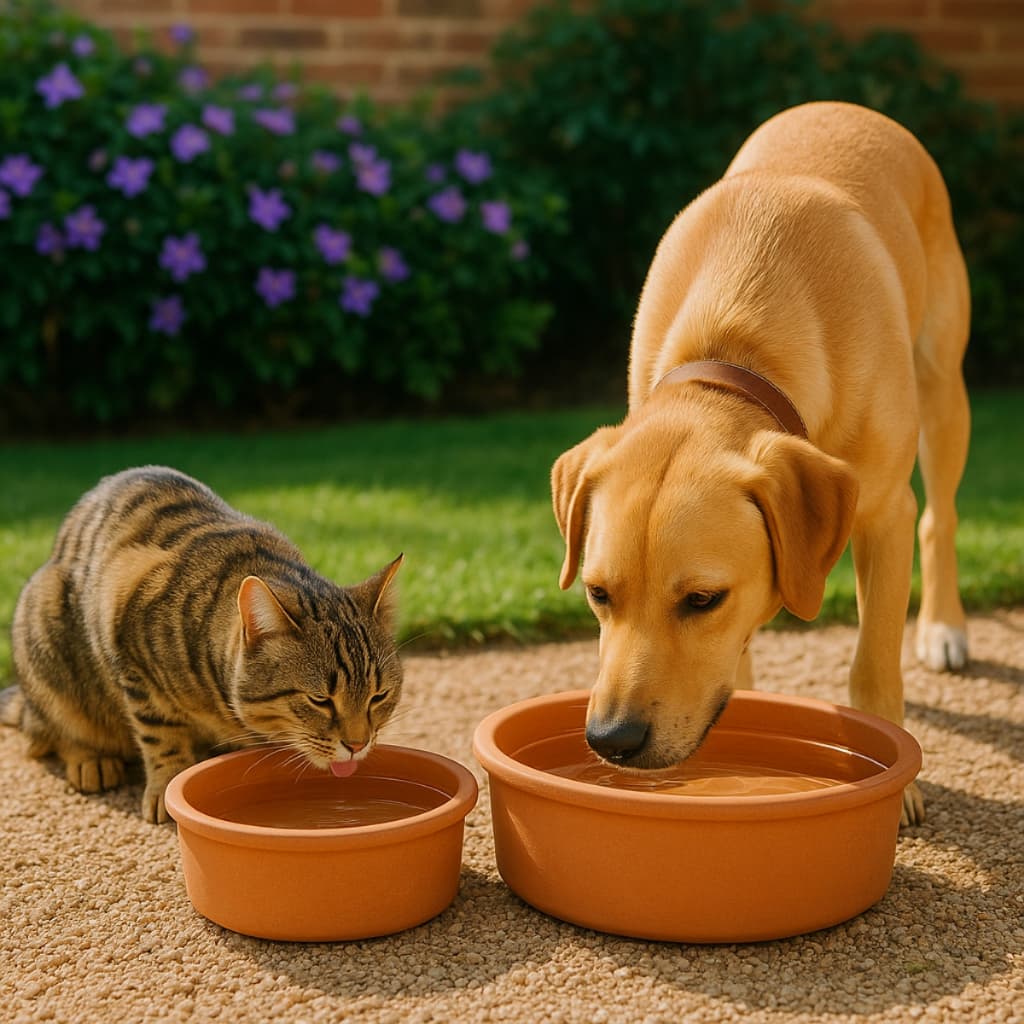 2 Bebedouro Barro 2,5L + 1,5L Comedouro Cachorro Gato Pet Pote Grande Pequeno