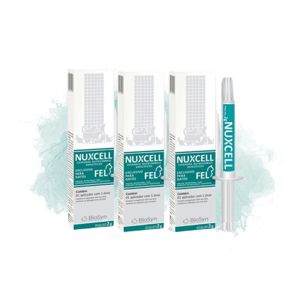 Kit 3 Nuxcell Fel Imunidade Suplemento Vitamínico Para Gatos 2g Biosyn