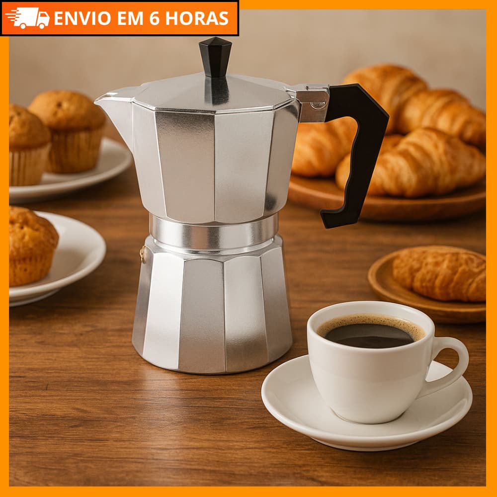 Cafeteira Italiana Moka Alumínio 3, 6, 9 e12 Xícaras – Café Forte e Aromático