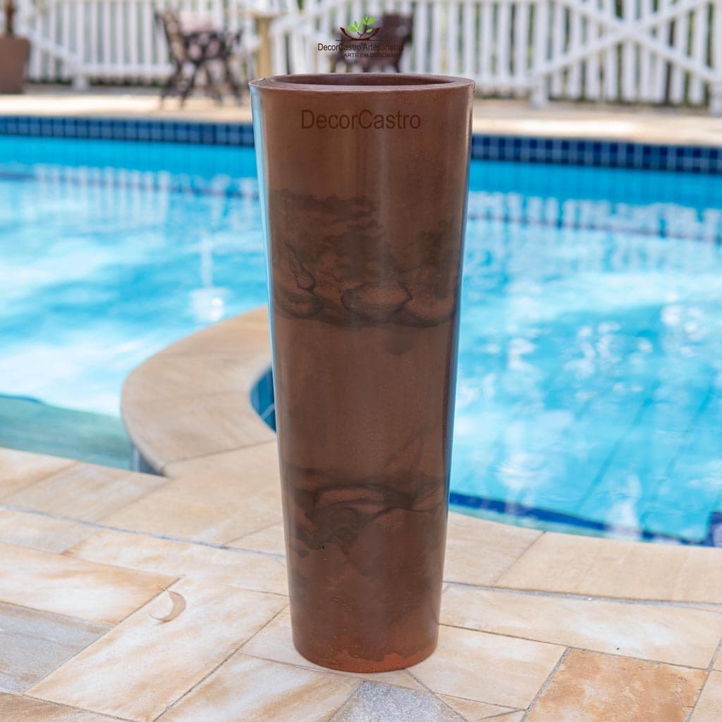 Vaso Coluna Ibiza P 69 cm Marmorizada Escovada Lisa Para Plantas
