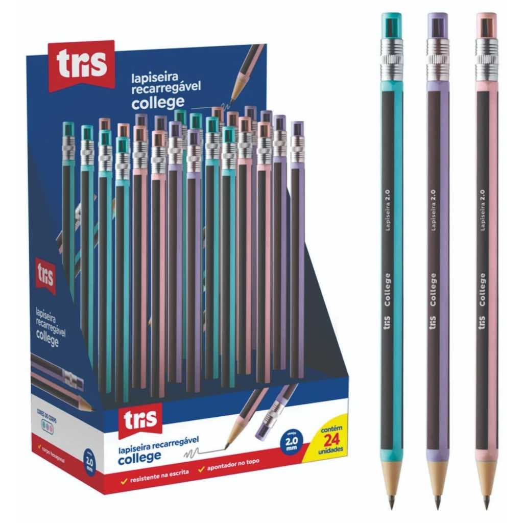 Lapiseira College - 2.0mm - 03 Unidades - Tris, Material Escolar