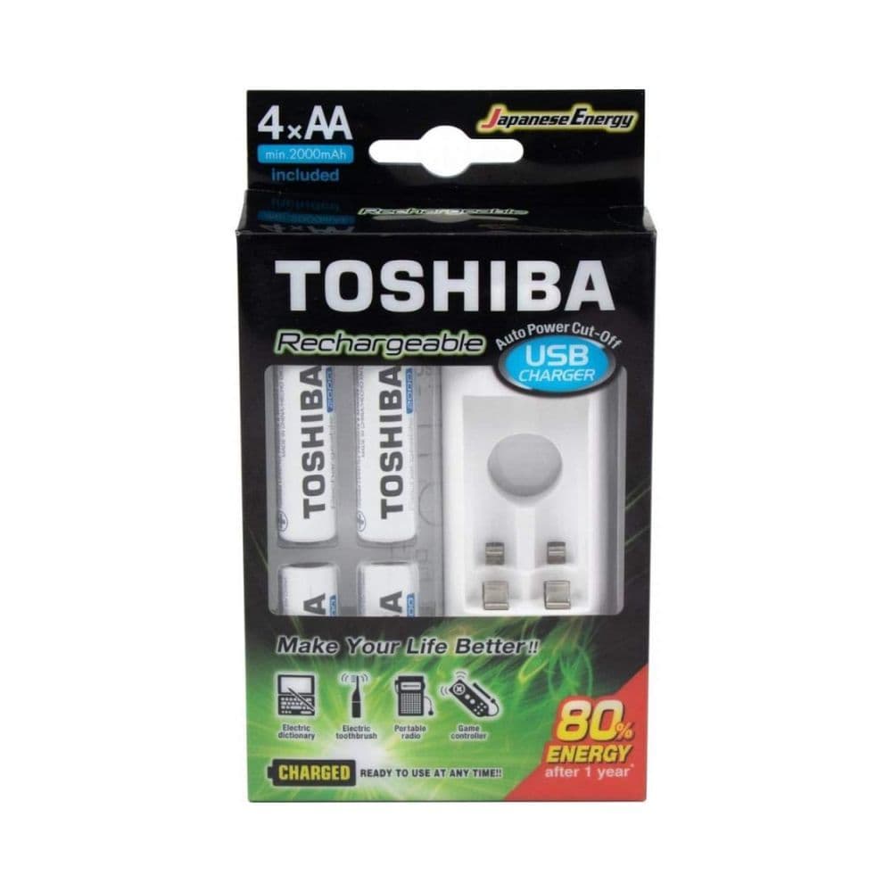Carregador de Pilhas AA AAA TNHC6GME4 CB c 4 AA Toshiba