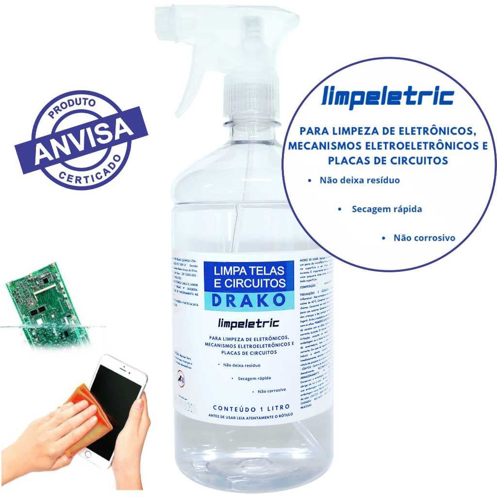 Limpeletric 99,8% Drako Solução Limpa telas tv notebook placas circuitos celular