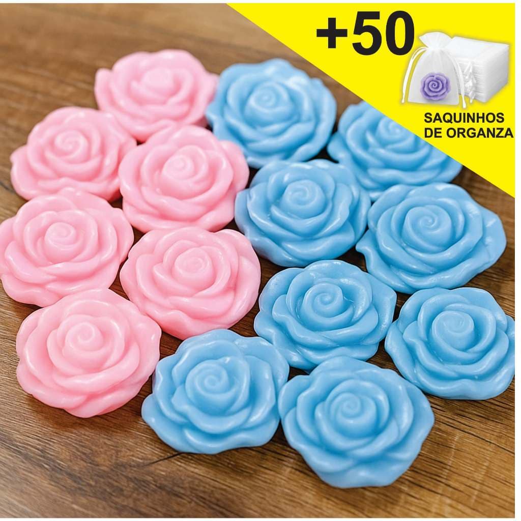 Kit 100 Mini Sabonetes Rosas Medias Grande Perfumadas - Lembrancinhas Casamento