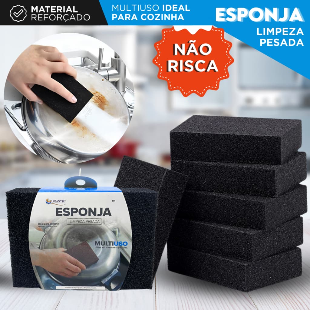 Kit Esponja Magica Bucha Melamina Tira Manchas, Ferrugem, Gordura e Sujeira Pesada Sem Esforço -NYBC