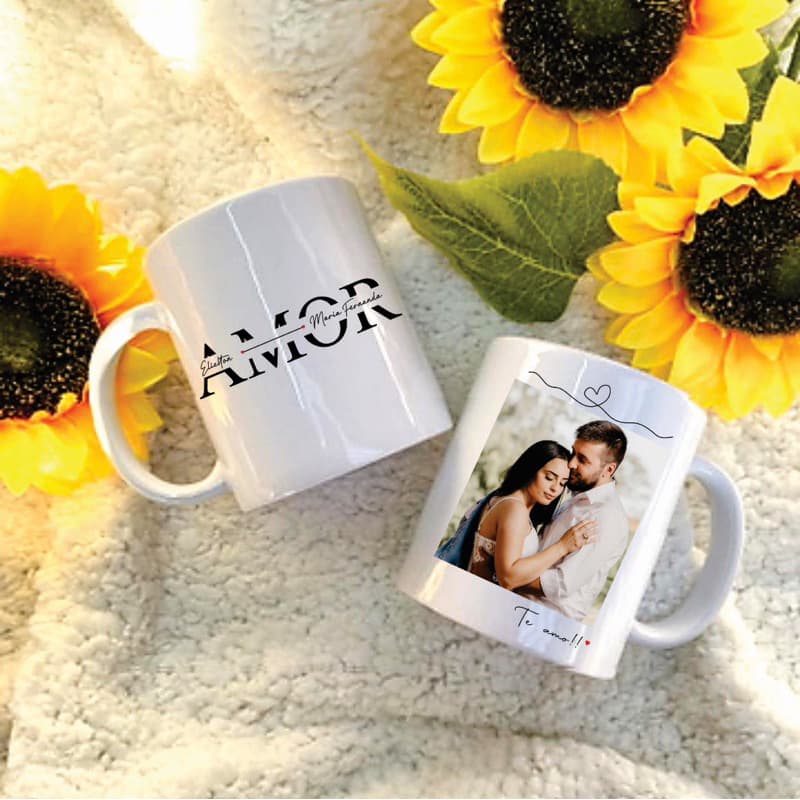 Caneca Namorados AMOR Personalizada com foto e nomes