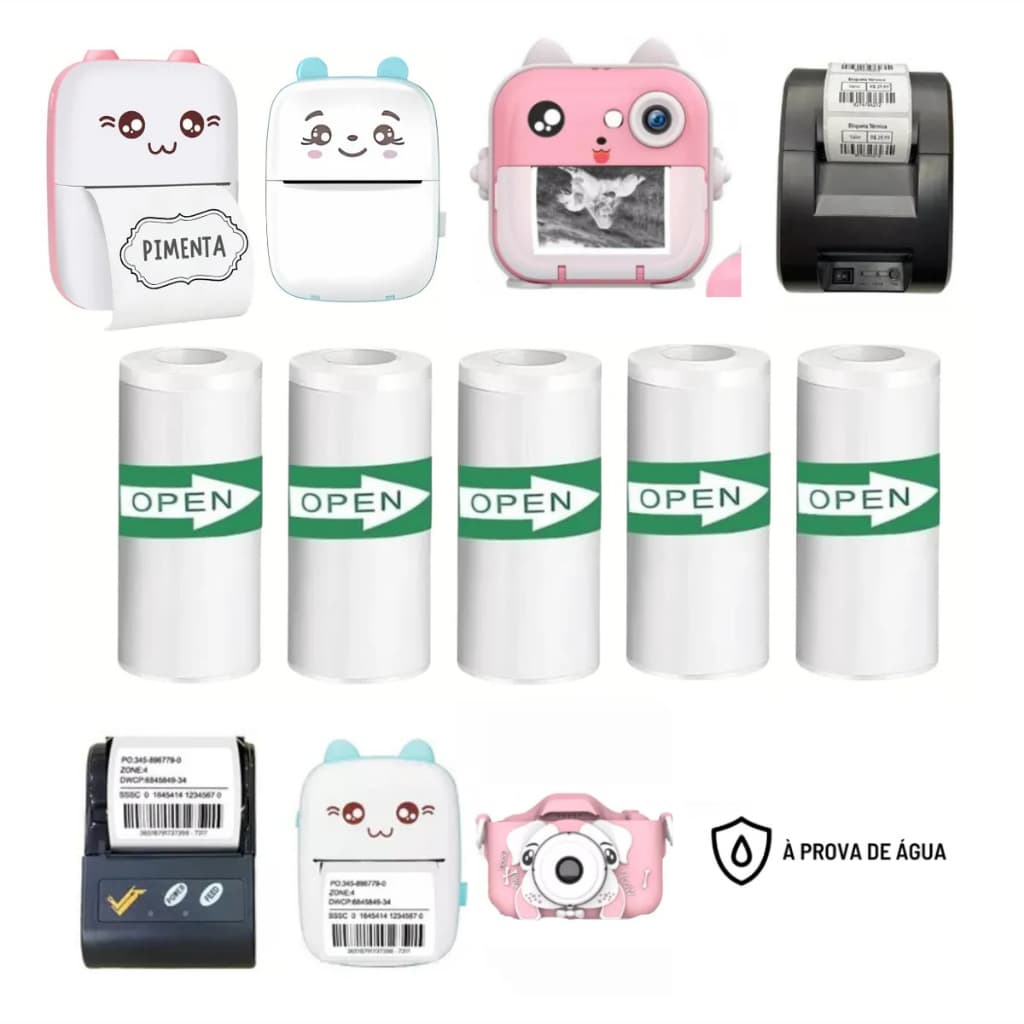 Etiqueta Adesiva Para Mini Impressora Gatinho - 5 Rolos