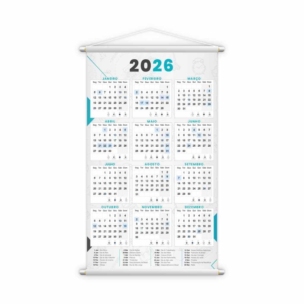 Banner Calendário 2026 para Organização em Lona