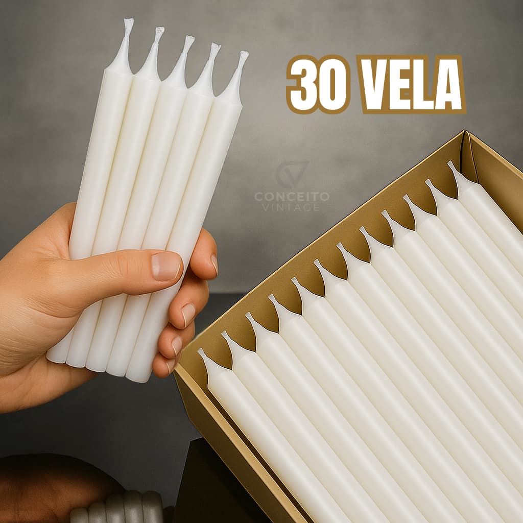 Caixa Vela Palito Branca 30 Unidade De 13,5cm Vela Atacado