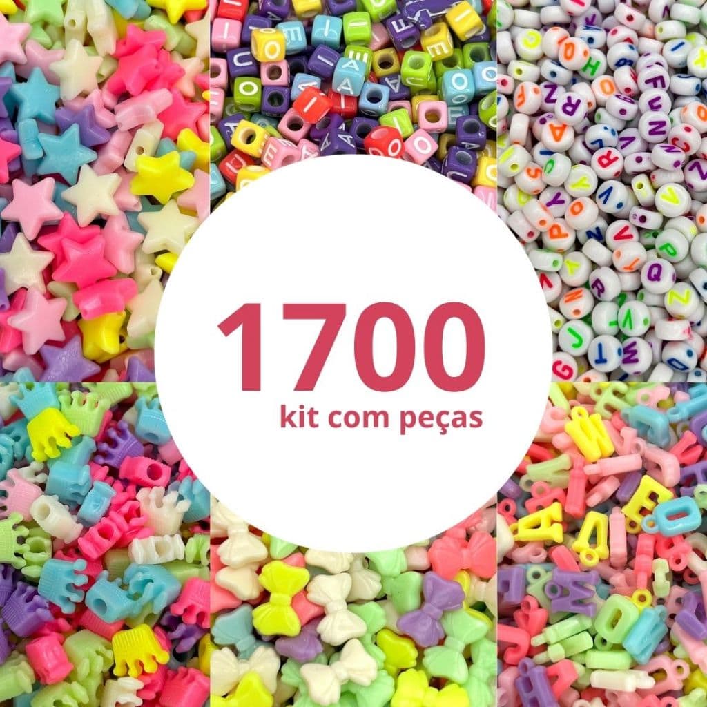 Kit de Fazer Pulseira Miçanga Completo com Silicone Miçangas 1700 pçs