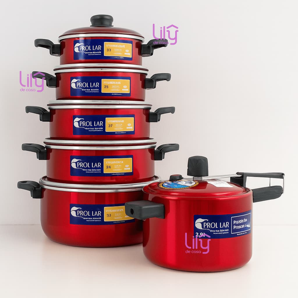 Jogo com 5 panelas em alumínio + Panela de pressão 2,5 litros