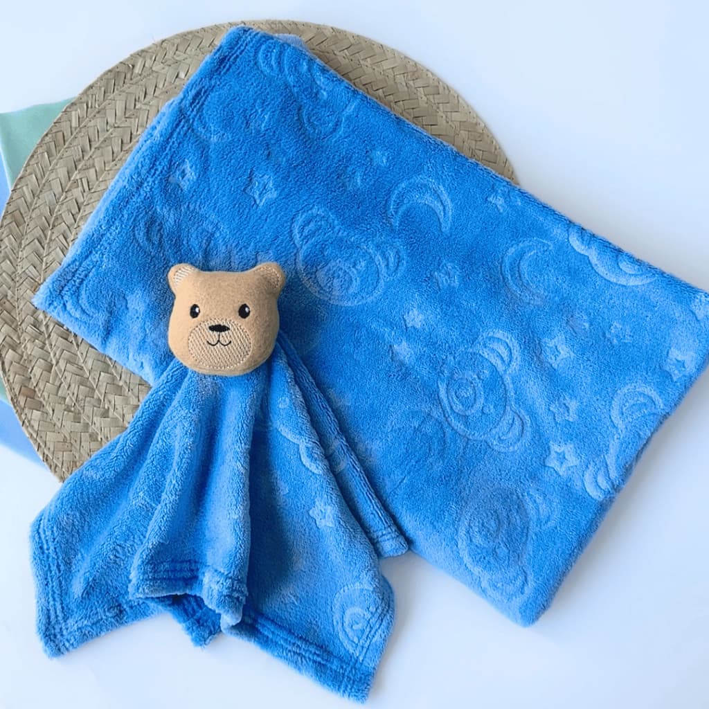 Kit 2 Peças Manta + Naninha Menina Menino 3D Alto Relevo Quentinho Inverno Toque Macio Premium