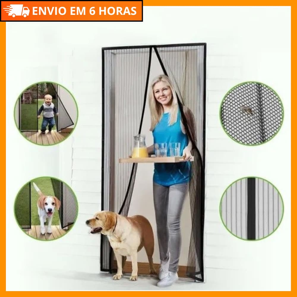 Tela Mosquiteiro Para Porta Proteção Contra Mosquitos Insetos Com Fecho Magnético