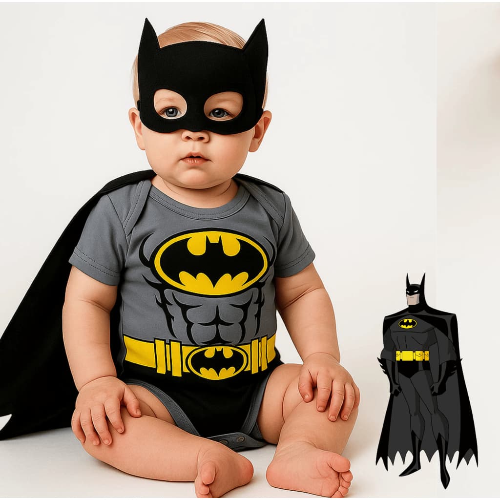 Body Bebê Infantil Mêsversário Temático Batman Super Confortável Lançamento