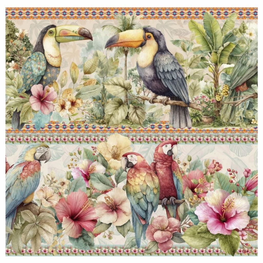 Tricoline Digital Barrado Tropicália 100% Algodão 55x150cm Pano de Prato Toalhas Maria Flor