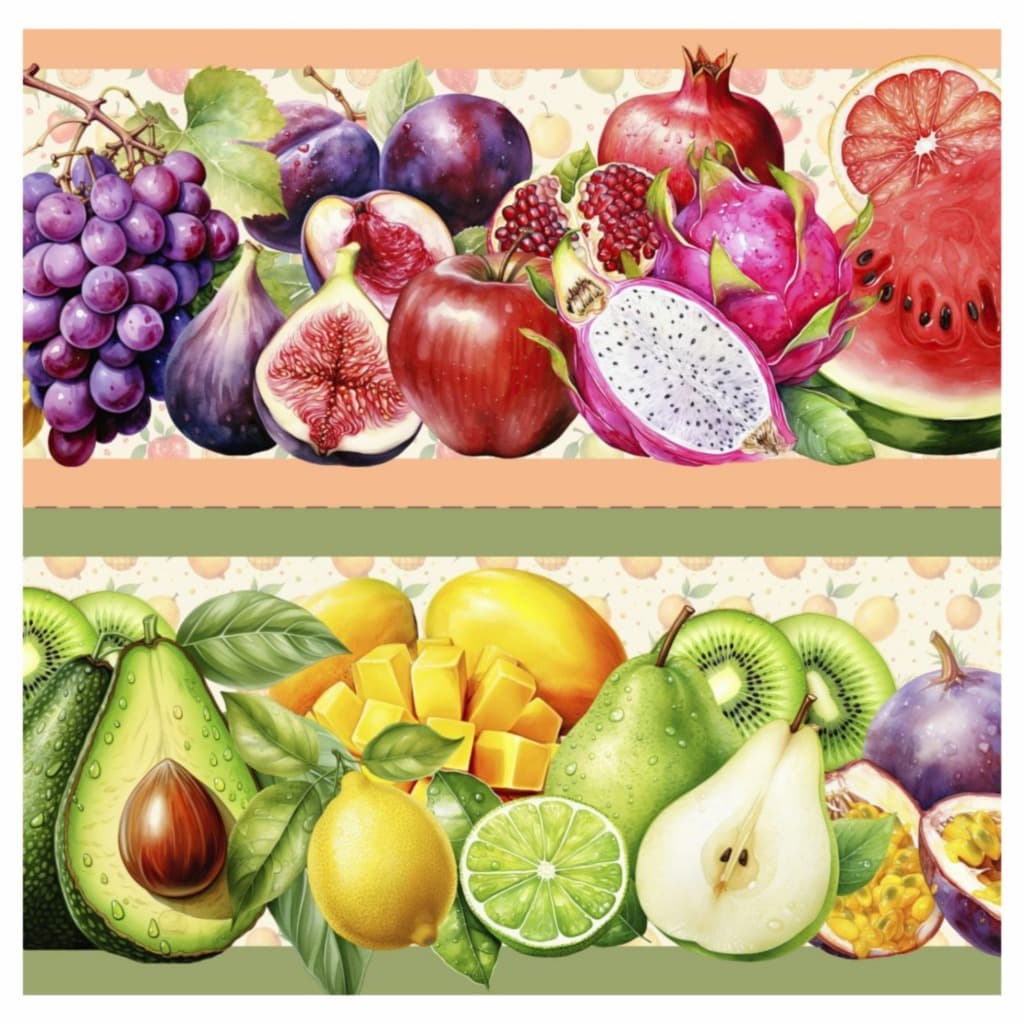 Tricoline Digital Barrado Tutti Frutti 100% Algodão 10 Faixas Pano de Prato Toalhas Maria Flor