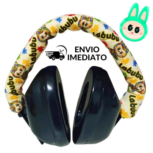 Abafador de Ruídos Acolchoado Infantil | Tema Labubu Autismo Quebra-Cabeça | Conforto Sensível Auditivo | Tea Autista