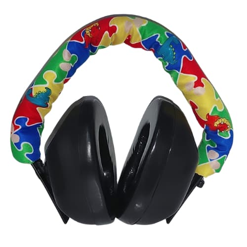 Abafador de Ruídos Acolchoado Infantil | Tema Dino Autismo Quebra-Cabeça | Conforto Sensível Auditivo | Tea Autista