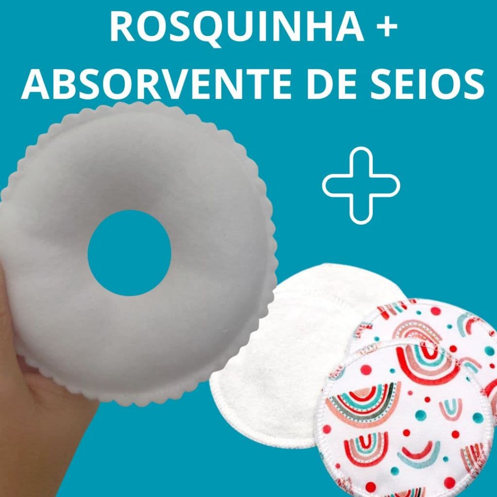 ABSORVENTE DE SEIOS + ROSQUINHA DE AMAMENTAÇÃO - Antialérgica - Protetor de Seios